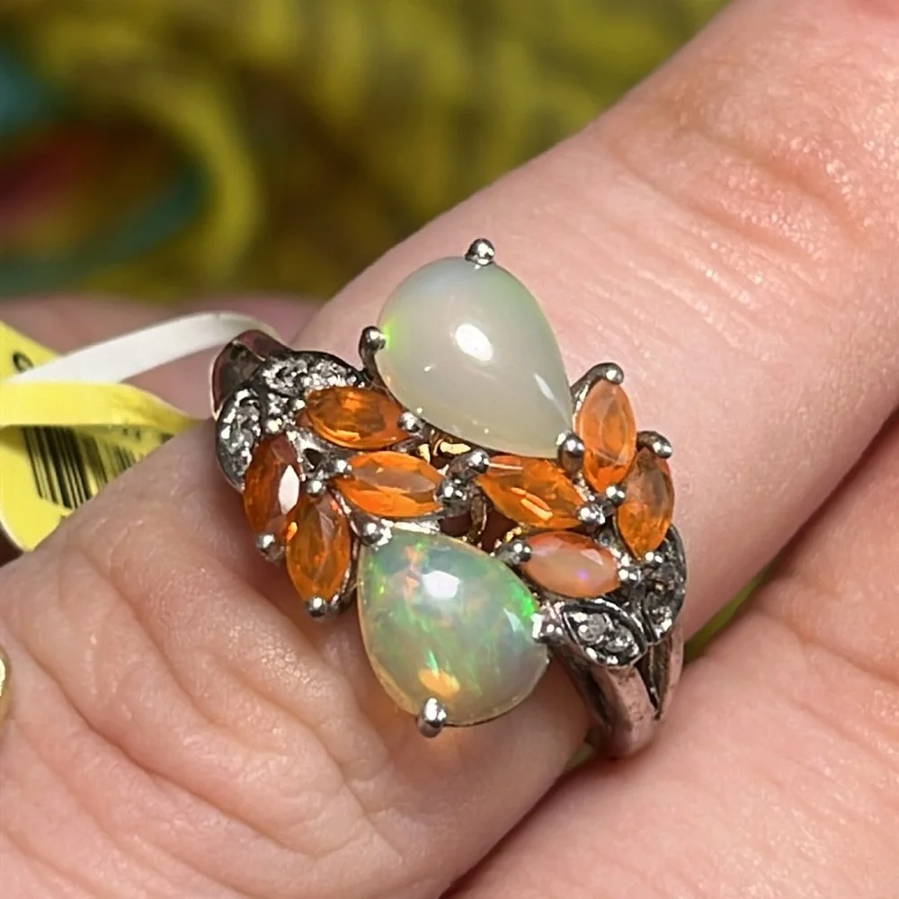 Sterling silver opal ring - Picture 8 of 9